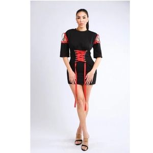 Cross tie t shirt dress